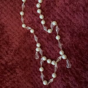 Trifari Pearl and Crystal Draping Necklace